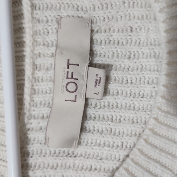 Loft Sweater Womens Size L Gray Cream Off white - Picture 2 of 8